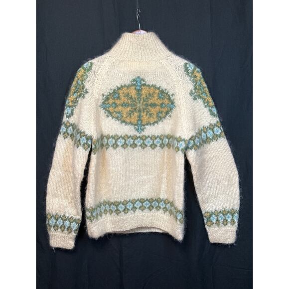 WOOL VTG Sweater M/L Fuzzy Geometric Swedish Ski Gorpcore Streetwear Preppy - Picture 7 of 16